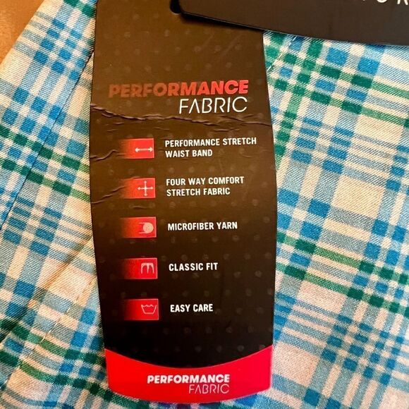 NWT Men's Greg Norman Performance Golf Shorts in Blue Green Gray Plaid Size 32 - Picture 3 of 4